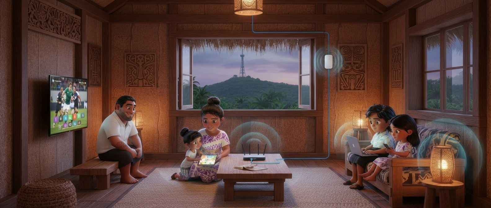 A Tongan family connected at home through WanTok