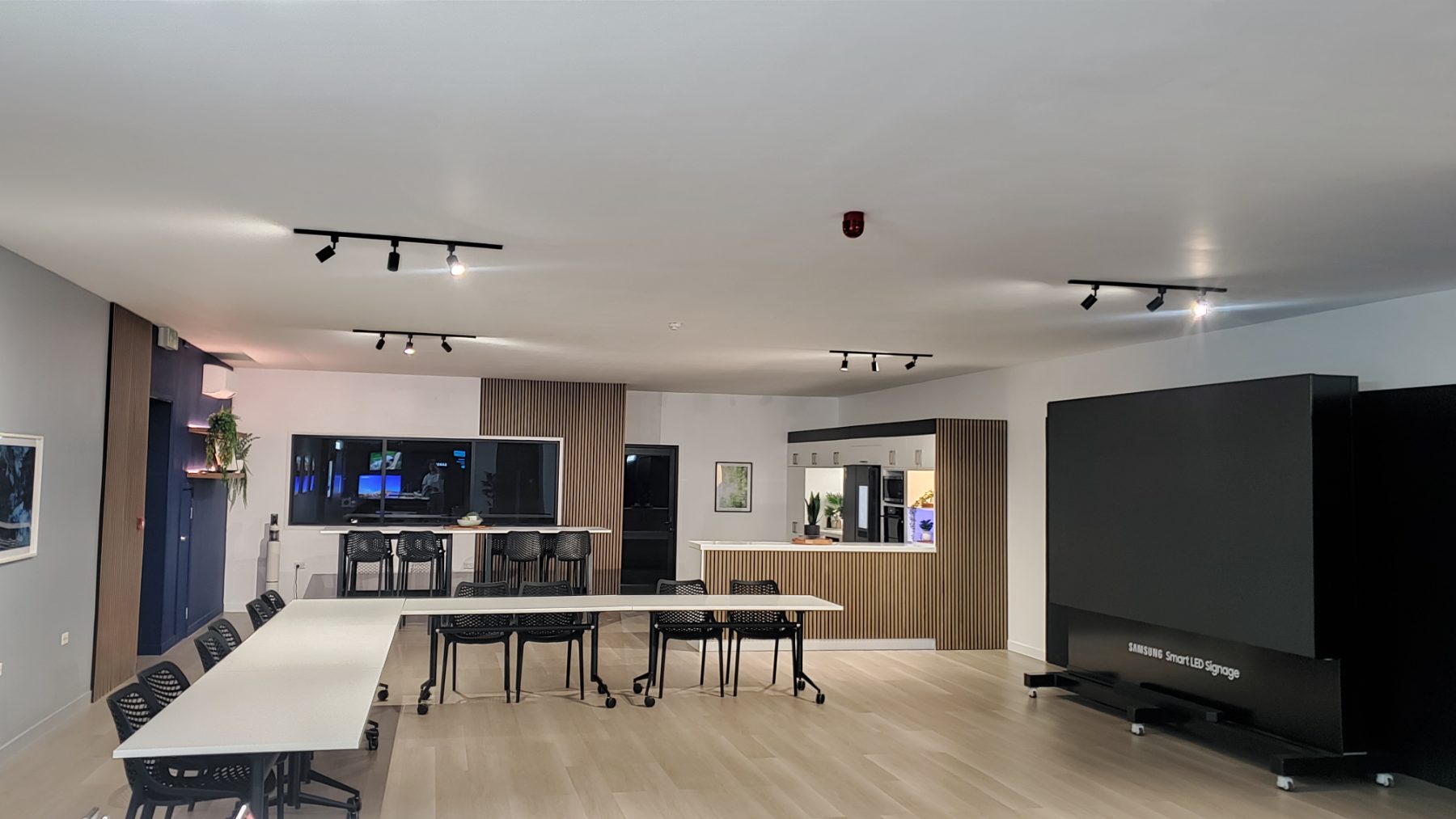 The education corner at the Innovation Hub, with training workstations