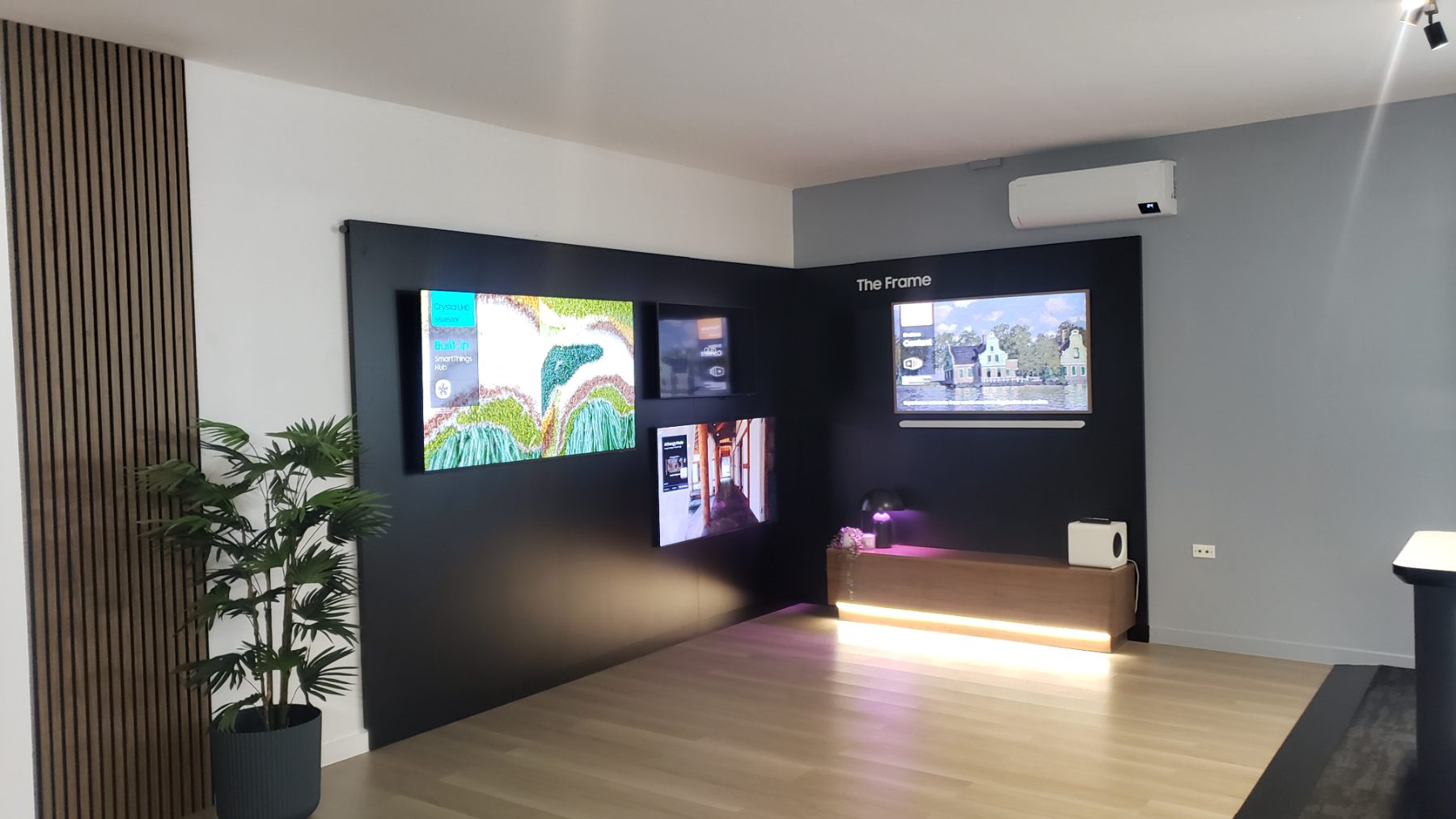 The Samsung TV wall and The Frame display at the Innovation Hub